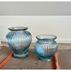 Glas Vasen Set geriffelt bauchig klein und groß